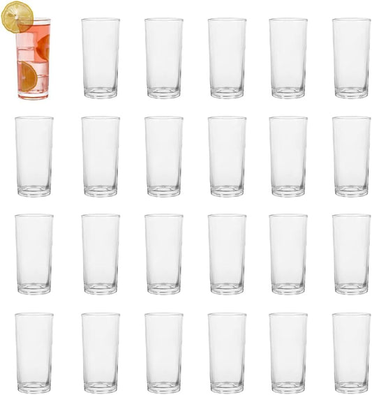 Highball Glasses Set of 24-8Oz Tall Water Glasses for Mojito, Whiskey, Cocktails - Clear Drinking Glassware for Kitchen - Tall Drinking Glasses Set for Mixed Drinks (Glass, 24PCS8OZ)