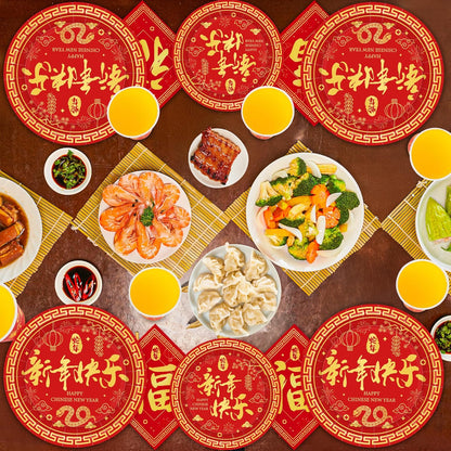 96 PCS Chinese New Year Decorations 2025, 24 SET Disposable Plates, Napkins, Cups & Paper Plates, Year of the Snake 2025 Lunar New Year Party Supplies