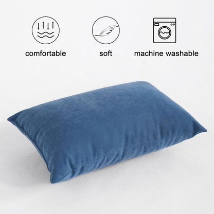 2 Pack Microfiber Tiny Pillows, 11X7 Inches, Mini for Sleeping and Traveling, Washable, Soft Small Travel Nap Pillows, Denim Blue