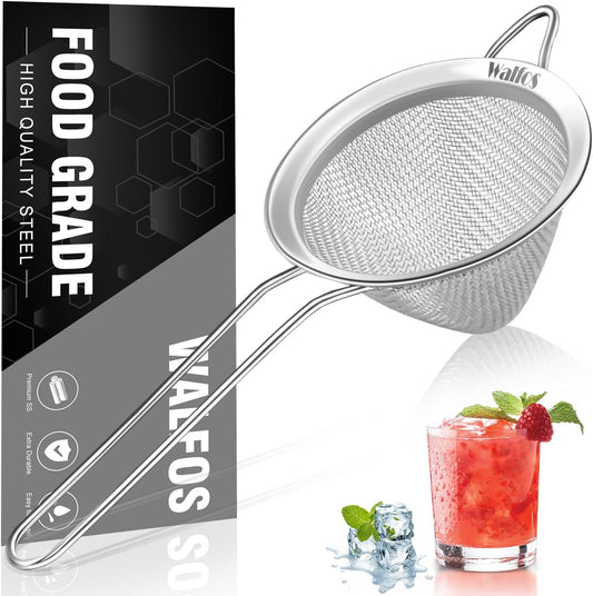 Small Fine Mesh Strainer for Cocktail & Tea, Mini Stainless Steel Sieve with Handle, 3.15 Inch Metal Strainers for Juicing, Coffee, Drinks, Tea Herbs