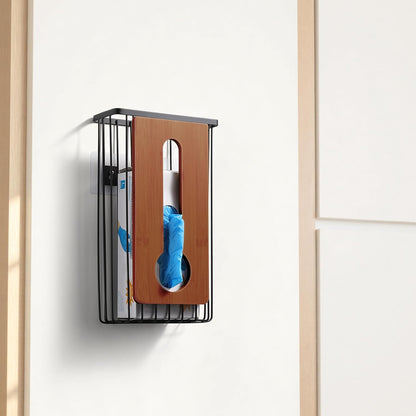 Plastic Grocery Bag Holder - Extra Large Trash Bag Dispenser Wall Mount with Mounting Accessories - Walnut Black Reusable Bags Storage Organizer for Kitchen, under Sink, Pantry, Garage