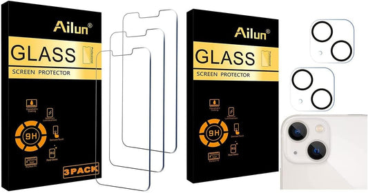 Glass Screen Protector Compatible for Iphone 13 & 13 Mini [5.4 & 6.1 Inch] 3 Pack Tempered Glass & Camera Lens Protector