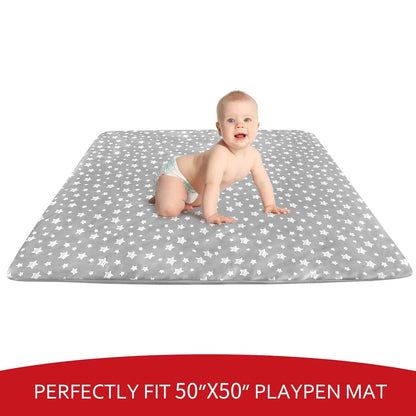 Baby Playpen Mat Cover (Only Cover) Fit for 50" X 50" Baby Playpen Mat, Non Slip Waterproof Playpen Mat Protector 50" X 50"