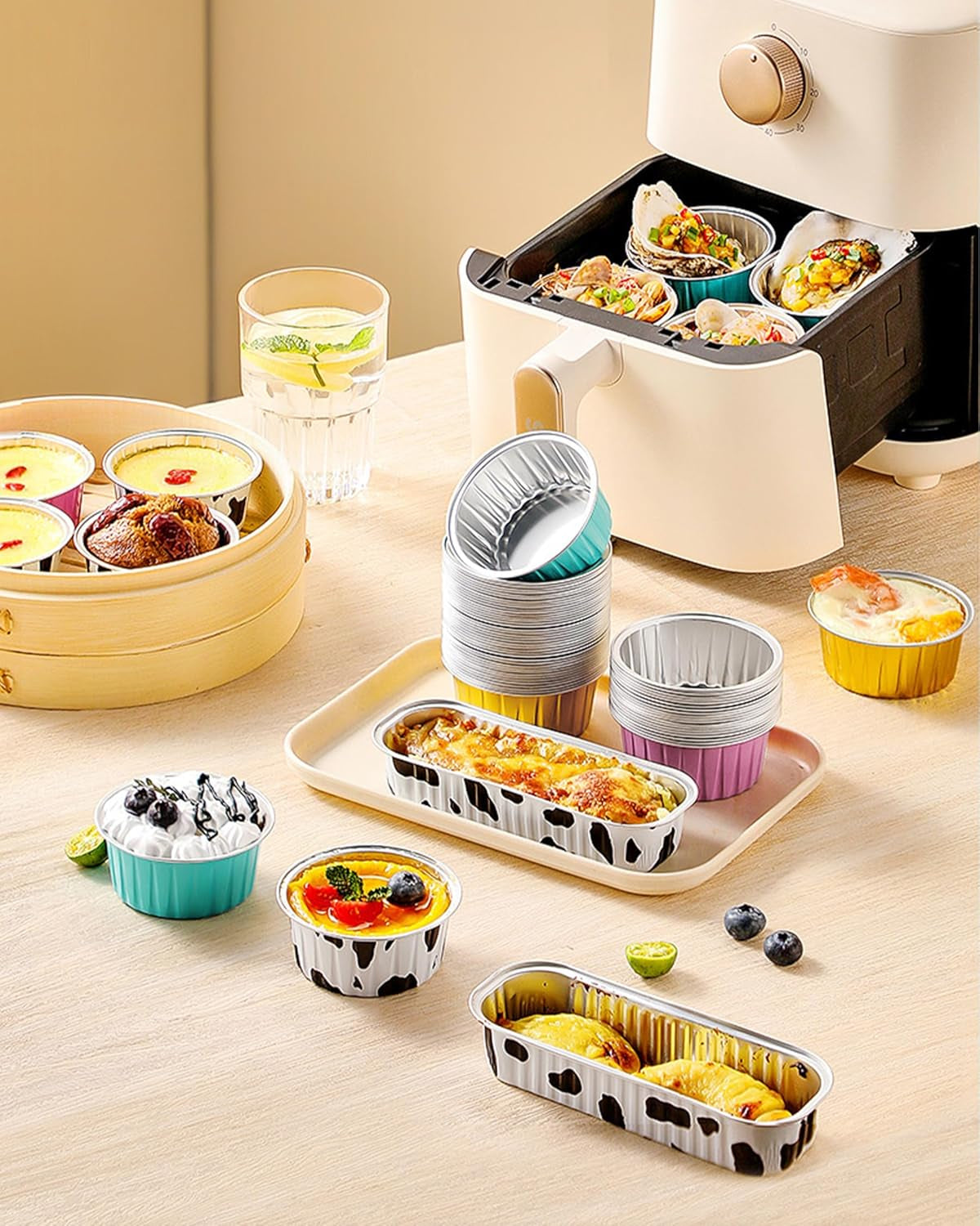 50-Pack 6.8Oz Rectangular Aluminum Foil Baking Pans - Disposable Mini Cake Pans with Lids, Cheesecake & Bread-Pink