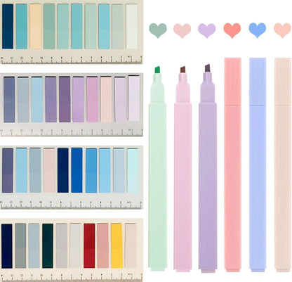 Sticky Book Tabs with Highlighers, 800 PCS Annotation Tabs for Annotating Books, Moran and Di Writable Page Flags Marker, Sticky Notes Index Tabs for Files Classification, 6 PCS Highlighters