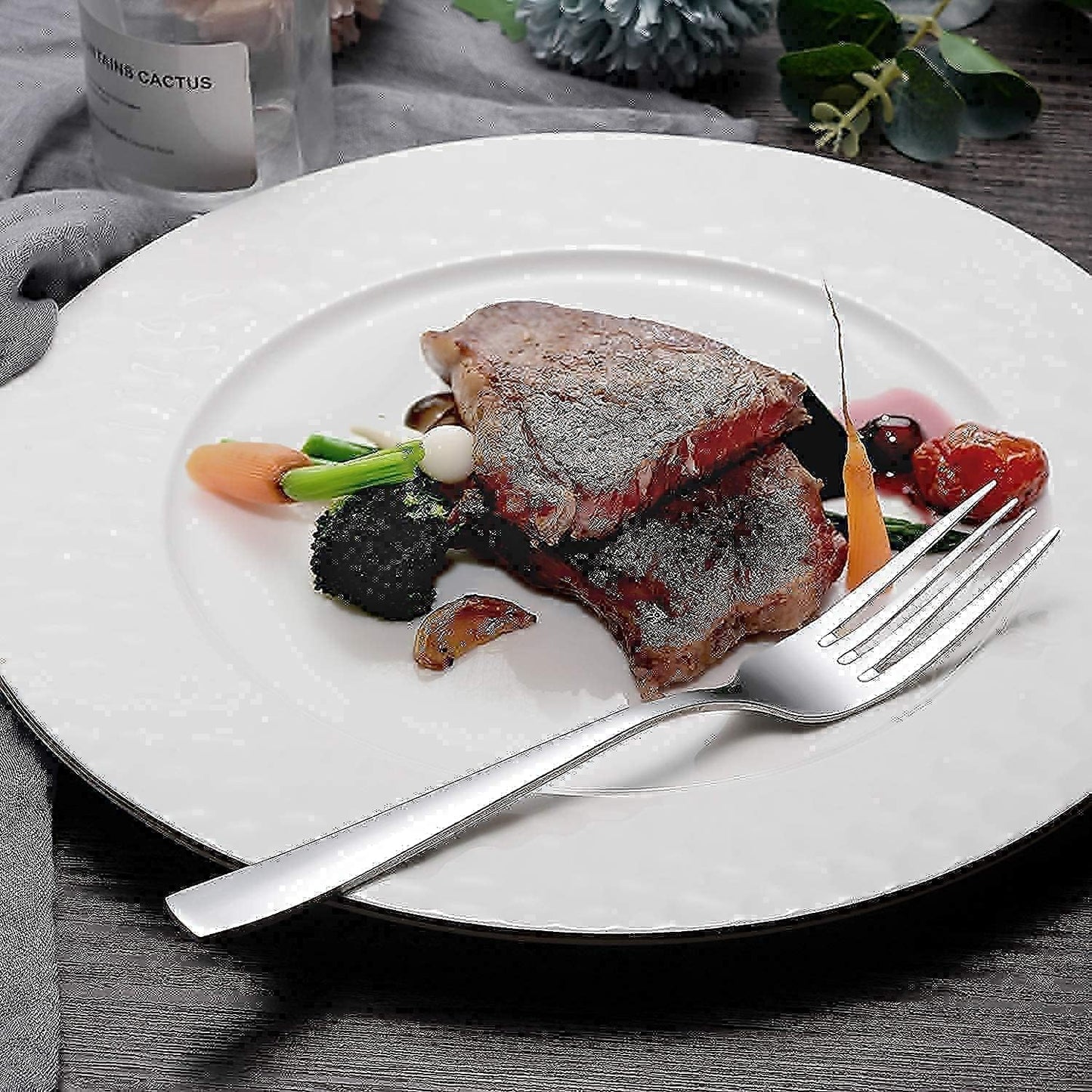 Dinner Forks and Teaspoons Bundle,16 Pcs 8" Food Grade Stainless Steel Silverware Forks & 16 Pcs 6.7" Stainless Steel Spoons,Mirror Finish & Dishwasher Safe,Use for Home,Kitchen or Restaurant