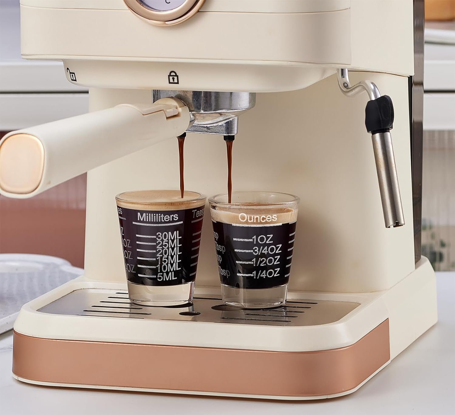 Ackers Shot Glasses Etching Scale Measuring Cup 2PACK Espresso Shot Glasses Liquid Heavy Glass 26-Incremental Measurement 1 OZ, 2 TBS, 6 TSP, 30 ML Kitchen Tools