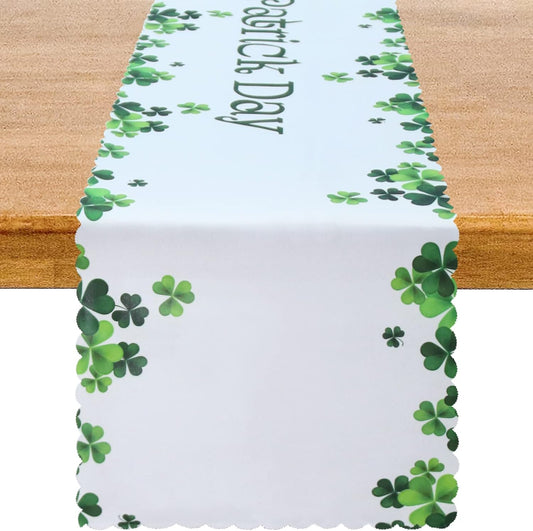 St Patricks Day Table Runner - 14 X 72 Inches Green Kitchen Shamrock Table Runner for Party/Farmhouse/Home Decoration/Holiday/Dinning Table, 1 Piece