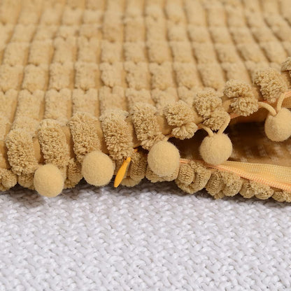 2 Packs Mustard Yellow Decorative Throw Pillow Covers 20X20 Inch with Pom-Poms for Couch Bed Living Room, Farmhouse Boho Home Decor, Soft Corduroy Cute Square Cushion Case 50X50 Cm