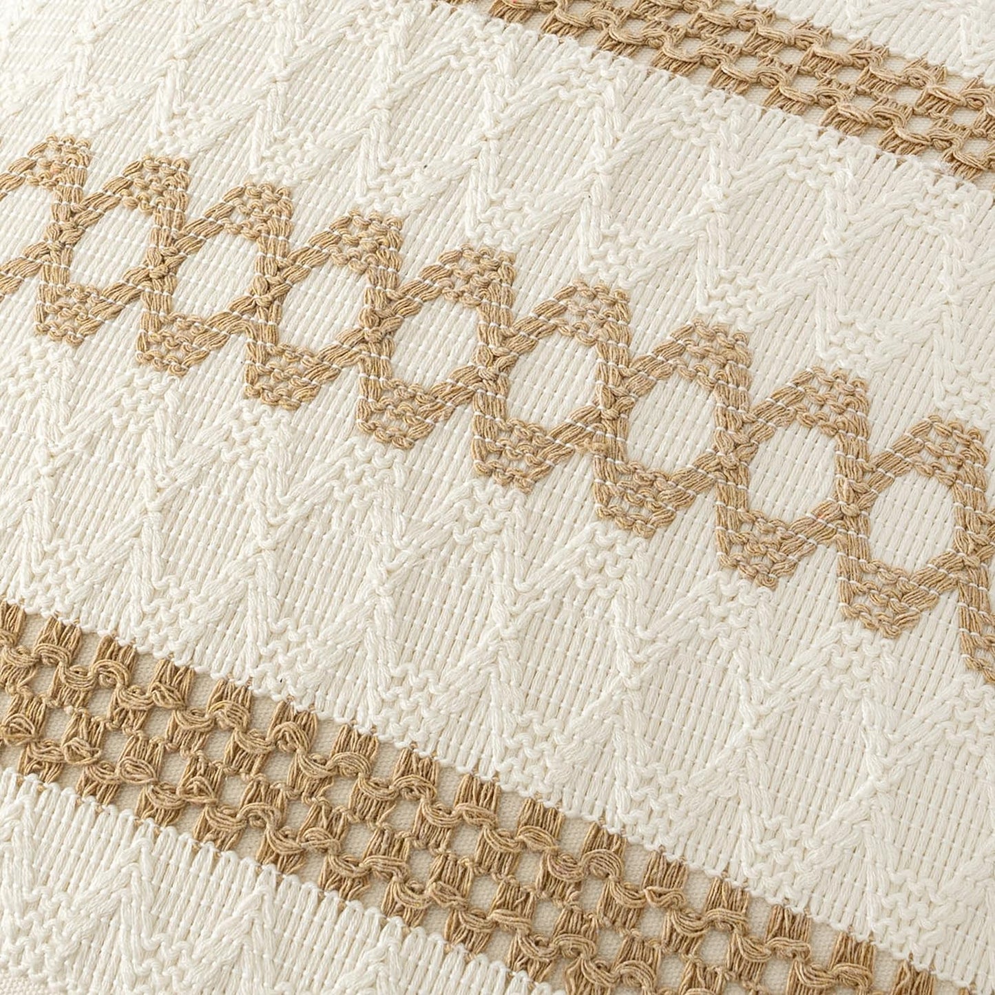 Set of 2 Neutral Boho Decorative Lumbar Pillow Covers 12X20 Inch Farmhouse Rustic Couch Throw Pillows Modern Cotton Cushion Covers Retro Cute Macrame Woven Home Decor for Bed Sofa Chair