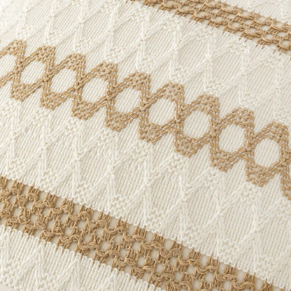 Set of 2 Neutral Boho Decorative Lumbar Pillow Covers 12X20 Inch Farmhouse Rustic Couch Throw Pillows Modern Cotton Cushion Covers Retro Cute Macrame Woven Home Decor for Bed Sofa Chair