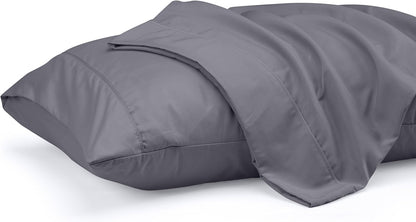 Pillow Cases Queen Size 2-Pack – Soft Brushed Microfiber – Envelope Closure – Perfect for Hospitals, Hotels, Guest Rooms – Oeko-Tex Certified, 20X30 Inches (Grey)