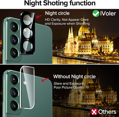 Pack of 2 Tempered Glass Compatible with Samsung Galaxy S22 5G (Not for S22 Plus), with [2 Pieces] Rear Camera Protectors and Free Installation Kit, Screen Protector Film
