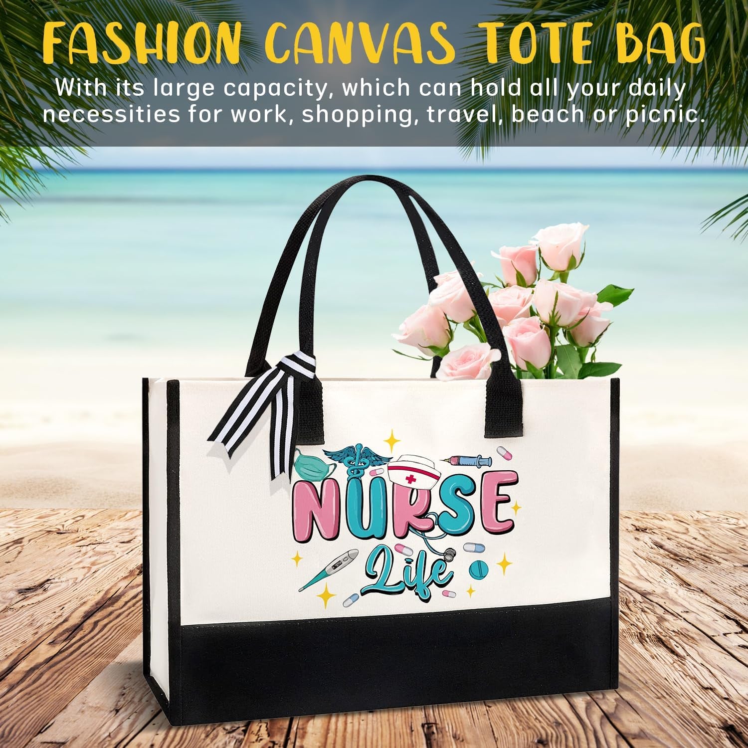 Nurse Gifts for Women, Nurse Appreciation Gifts, Nurses Week Gift, Graduation, Birthday, Christmas, New Year- Nurses 16 Oz Can Glass Canvas Beach Bag Socks Mirror Bracelet