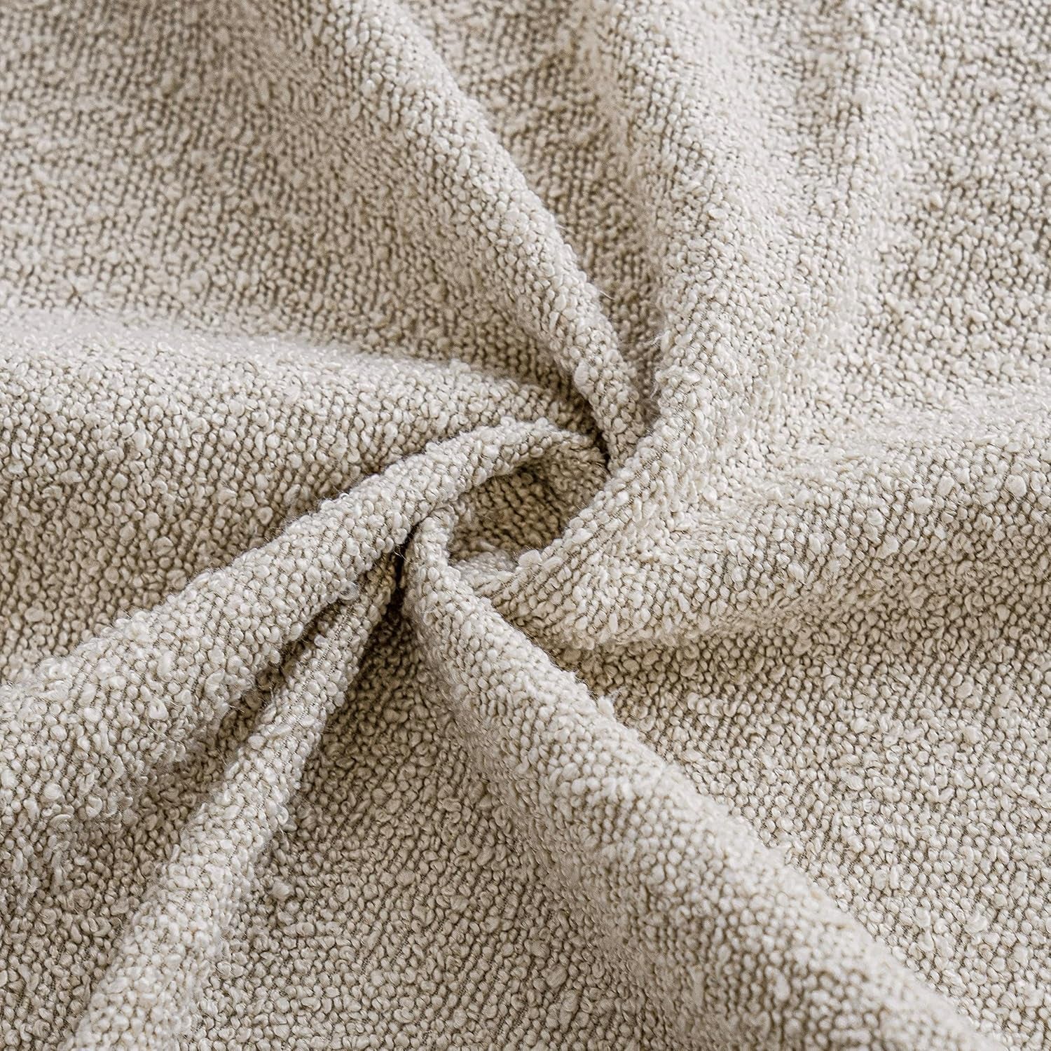Pack of 2 Textured Boucle Throw Pillow Covers Accent Solid Lumbar Pillow Cases Cozy Soft Decorative Couch Cushion Case for Chair Sofa Bedroom Living Room Home Decor, 12 X 20 Inch,Beige
