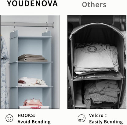 Hanging Closet Organizer, 4-Shelf Closet Hanging Shelves, Grey
