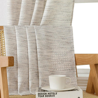 Linen Blend Curtains 84 Inch Length 2 Panels Set, Light Filtering Soft Airy Rhombus Printed Rod Pocket Window Drapes for Living Room, 38Wx84L Inch, 2 PCS
