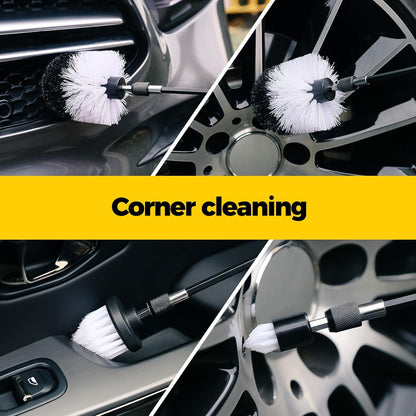 7Pack Drill Brush Attachment Set-Car Interior Detailing Kit，Power Scrubber Brush Extended Long Attachment for Bathroom, Car，Shower，Carpet,Boat,Kitchen，Floor and Tile，White