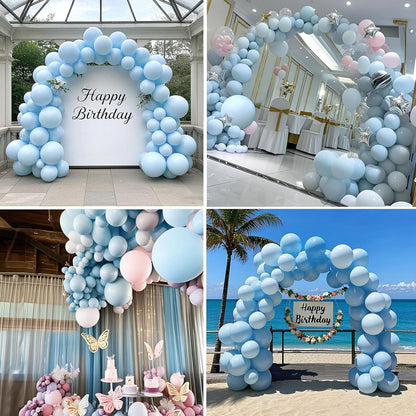 Pastel Blue Balloons 145 Pcs Light Blue Balloons Different Sizes of 18 12 10 5 Inch Baby Pastel Sky Aqua Blue Balloon Arch Kit Garland for Graduation Gender Reveal Birthday Party Decorations