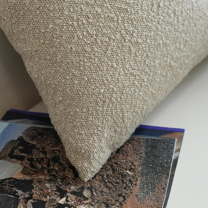 Pack of 2 Textured Boucle Throw Pillow Covers Accent Solid Pillowcovers Home Decor 20 X 20 Inch Khaki