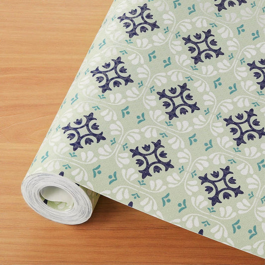 Shelf and Drawer Liners for Kitchen Cabinets, Non-Adhesive Cabinet Liners, EVA Waterproof Durable Shelf Paper for Refrigerator, Shelves, Cupboard with European Pattern, Easy to Cut