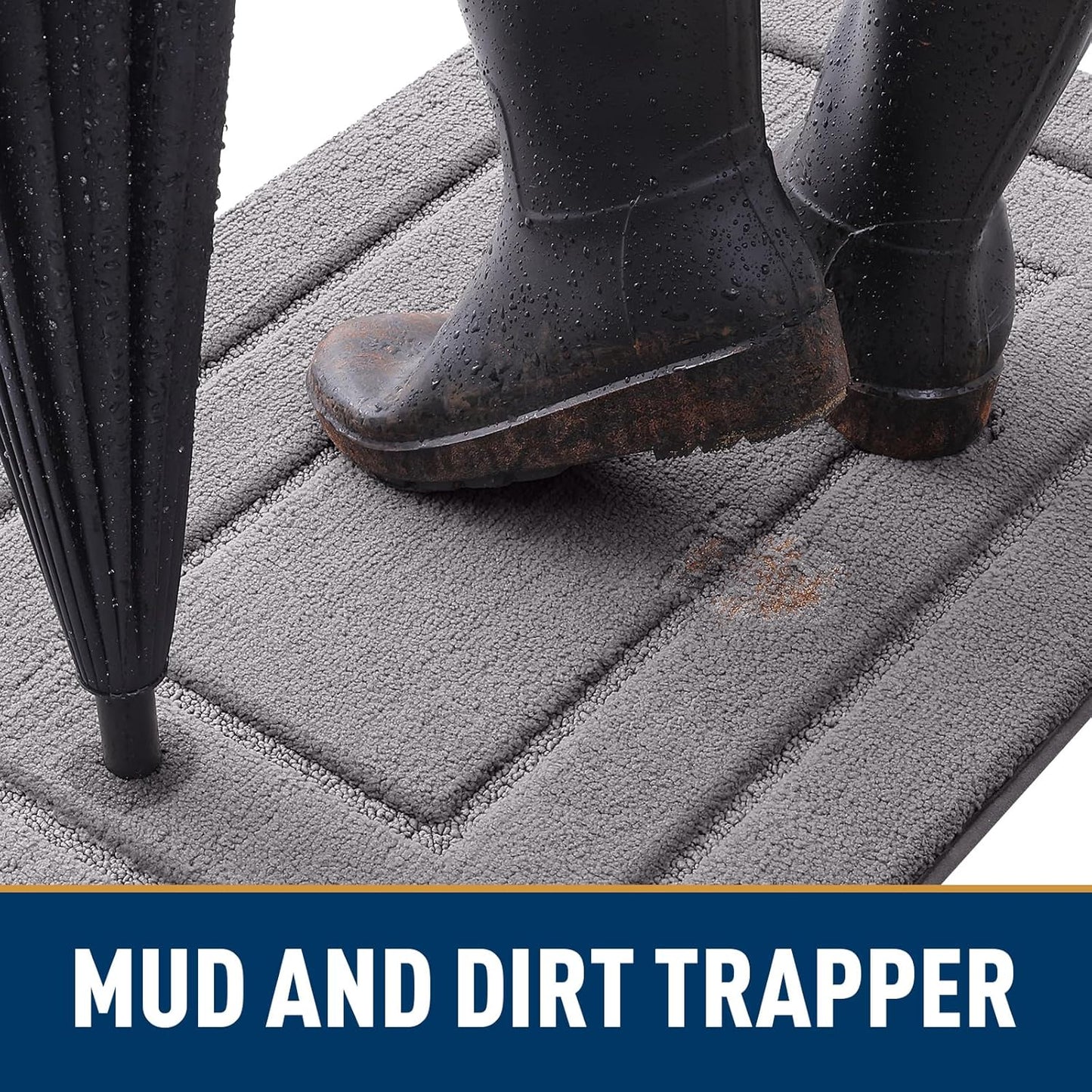 Dog Door Mat for Muddy Paws Indoor Entrance, Absorbs Moisture and Dirt Low-Profile Washable Front Door Mat for Floor Home Entryway (24X16 Inches, Grey)