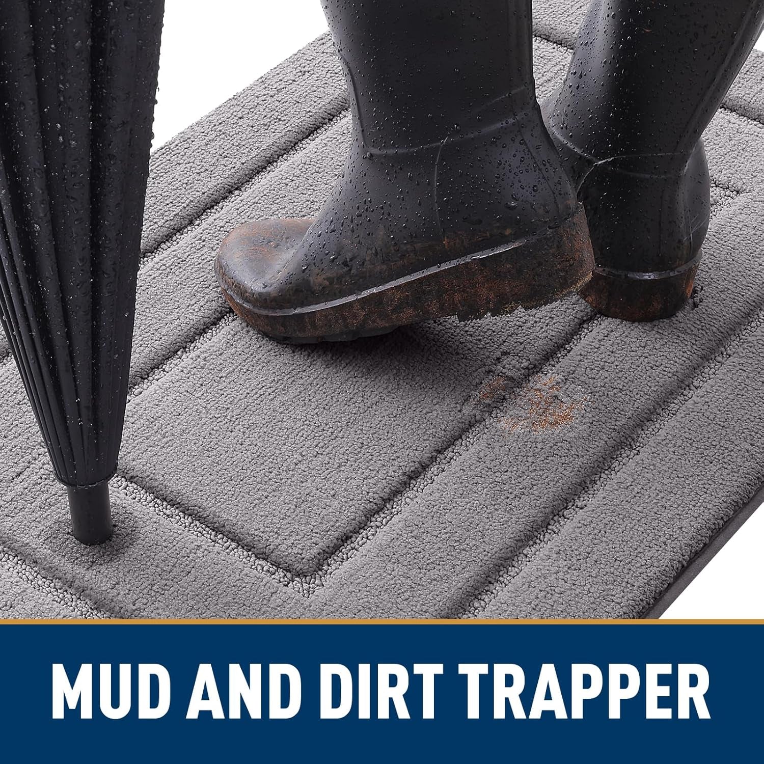 Dog Door Mat for Muddy Paws Indoor Entrance, Absorbs Moisture and Dirt Low-Profile Washable Front Door Mat for Floor Home Entryway (24X16 Inches, Grey)