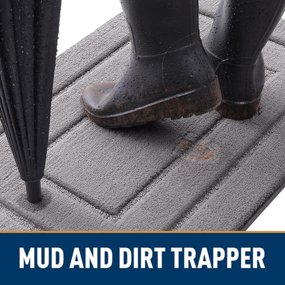 Dog Door Mat for Muddy Paws Indoor Entrance, Absorbs Moisture and Dirt Low-Profile Washable Front Door Mat for Floor Home Entryway (24X16 Inches, Grey)