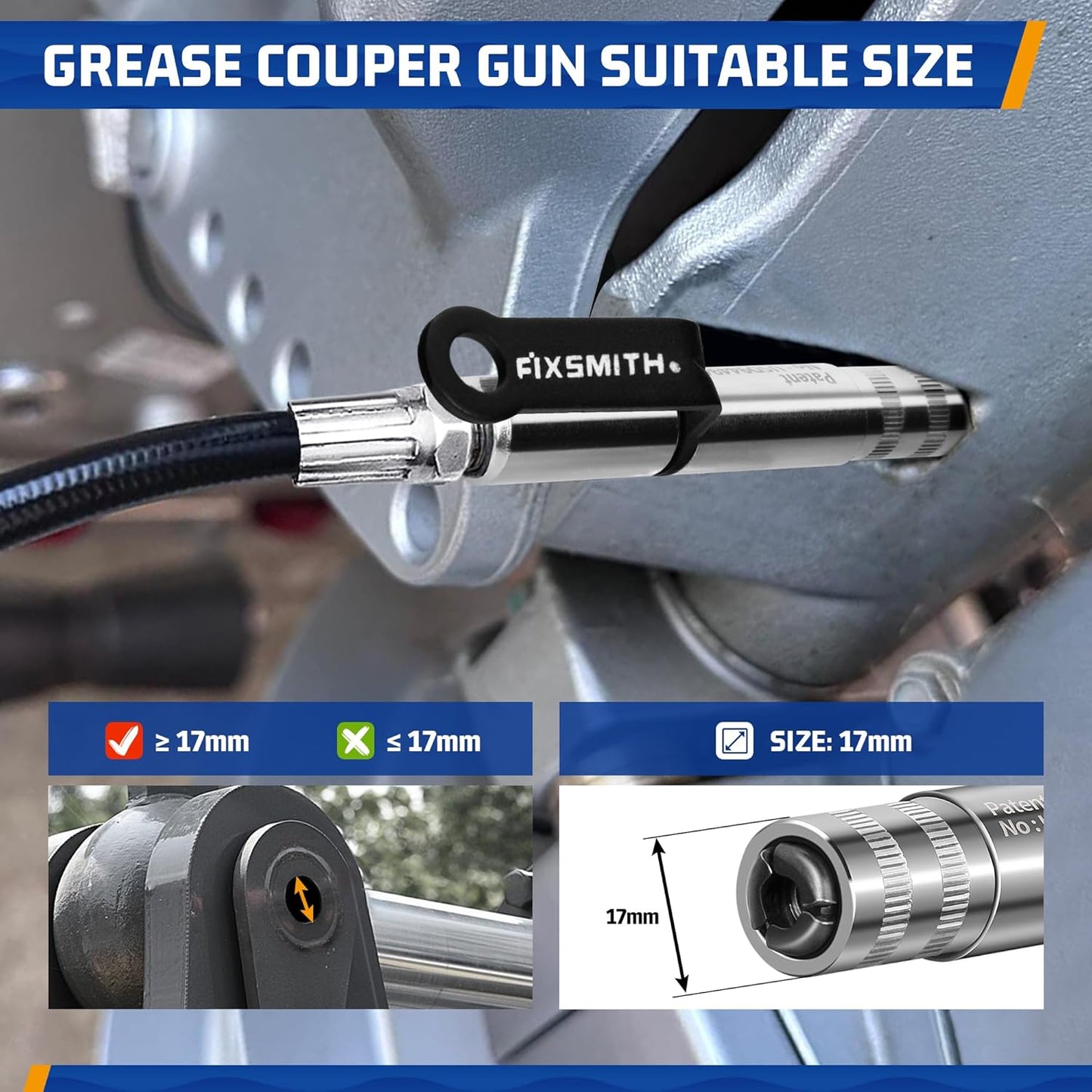 Grease Gun Coupler, Heavy Duty Strong Quick Release Grease Gun Tips Locking, 10000 PSI High Pressure Locking Grease Gun Tips, Compatible with All Grease Guns 1/8" NPT Fittings