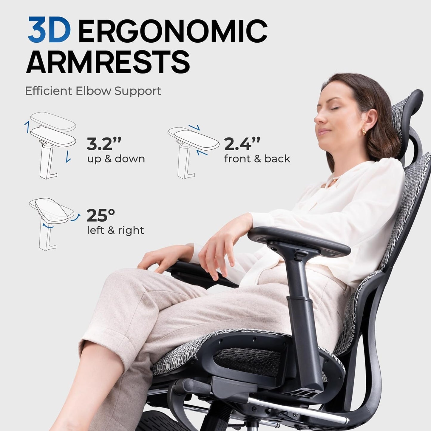 Ergonomic Mesh Office Chair with Footrest and Lumbar Support, Adjustable Gaming Chair with Multi-Tilt Backrest, Headrest, and 3D Armrests, Durable Steel Base, Grey and Black