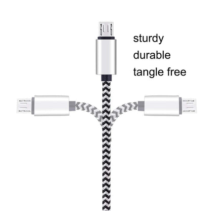 Micro USB Cable,[10Ft3Pack], High Speed 2.0 USB a Male to Micro USB Sync & Charging Nylon Braided Cable for Android Smartphone Tablets Wall and Car Charger Connection[Silver&Blackwhite]