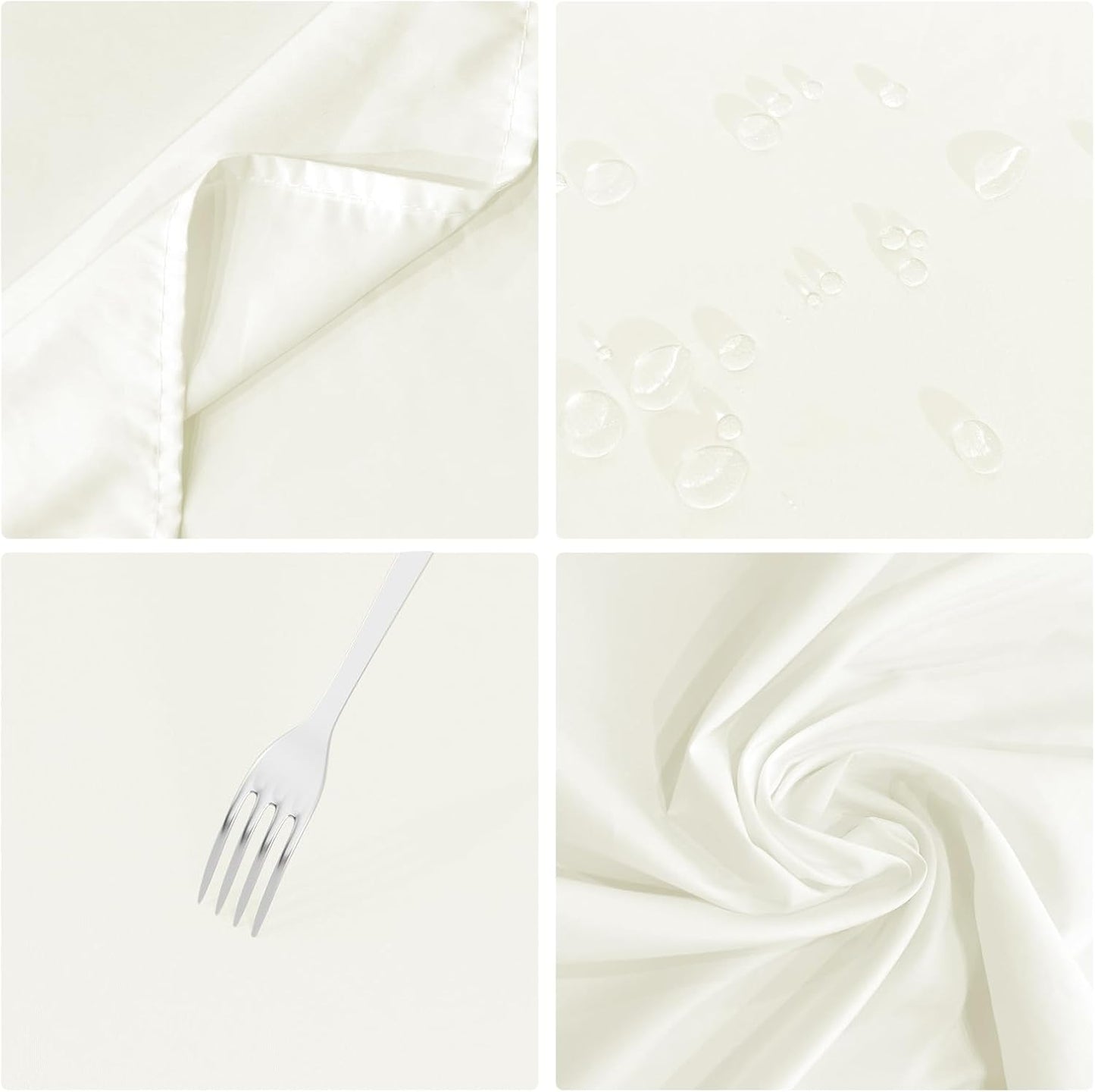2PCS Ivory Table Cloth for Rectangle Table - 60 X 84 Inch Tablecloths Rectangular Cloths Waterproof Washable Wrinkle Resistant for 6 FT Wedding Cocktail Party