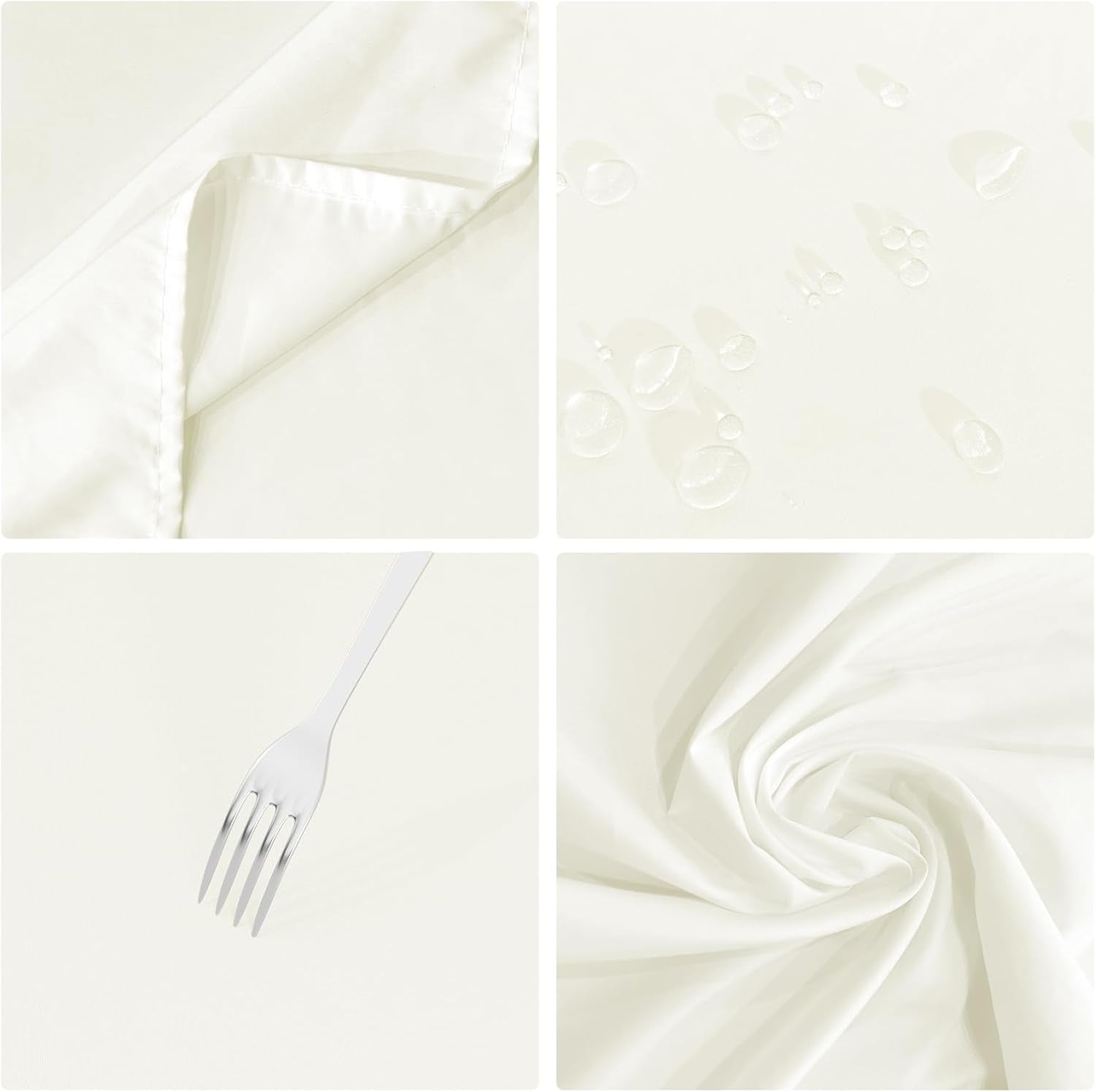 2PCS Ivory Table Cloth for Rectangle Table - 60 X 84 Inch Tablecloths Rectangular Cloths Waterproof Washable Wrinkle Resistant for 6 FT Wedding Cocktail Party