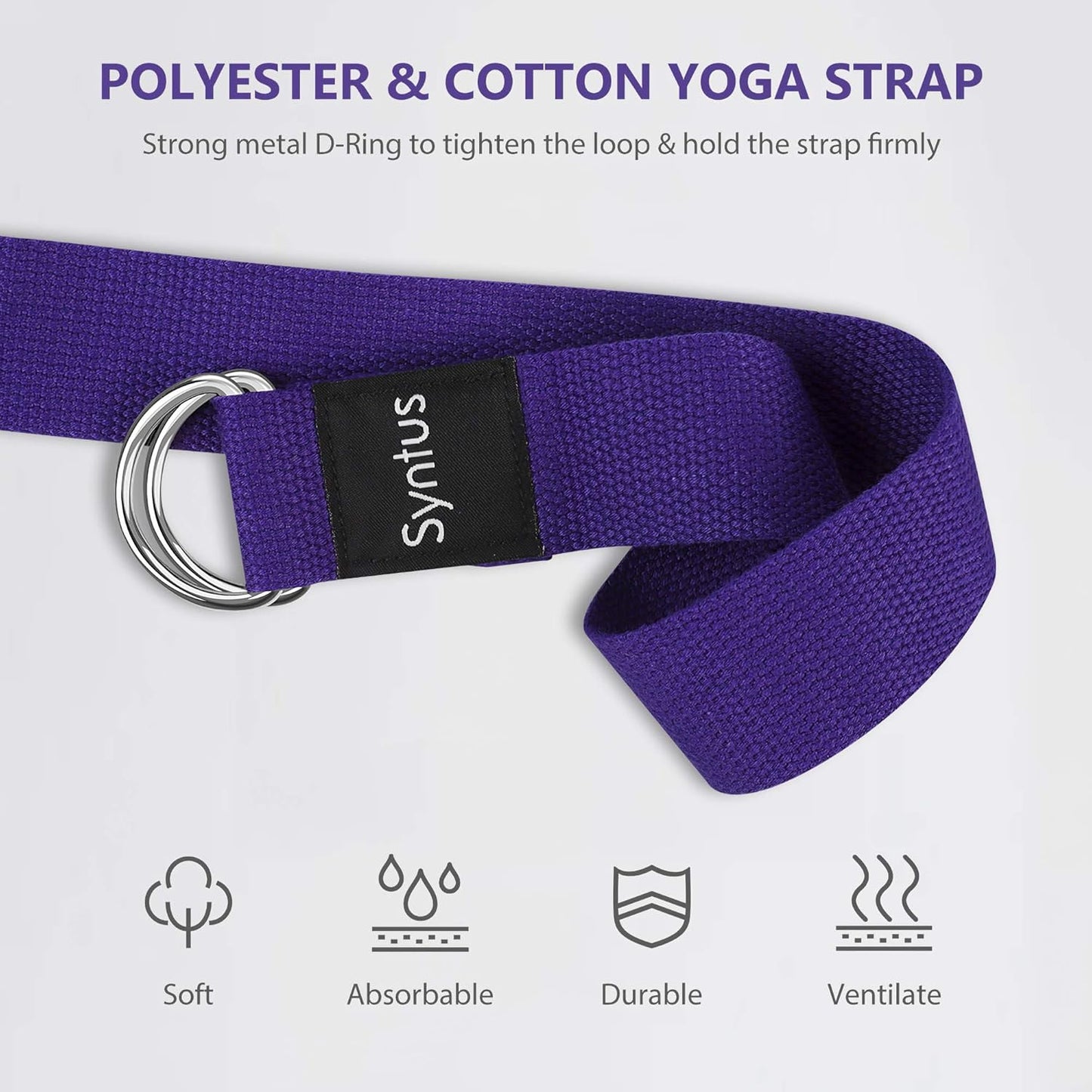 Yoga Block and Yoga Strap Set, 2 Soft Non-Slip Yoga Blocks 9×6×4 Inches, 8FT Metal D-Ring Strap for Yoga, General Fitness, Pilates, Stretching and Toning