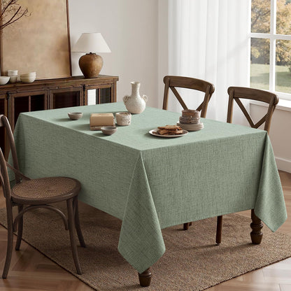 Sage Green Linen Tablecloth 52X70 Inch Rectangle Table Cloth Waterproof,Stain Resistant & Wrinkle Resistant for Dining Party Wedding