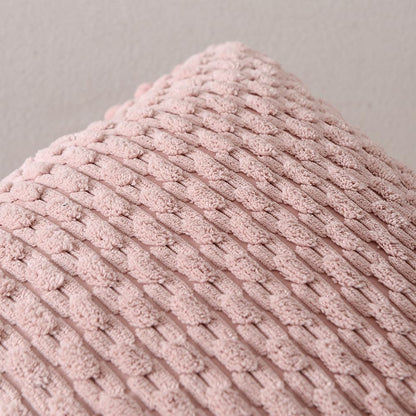 2 Packs Dusty Pink Decorative Throw Pillow Covers 18X18 Inch with Pom-Poms for Couch Bedroom Living Room, Farmhouse Boho Home Decor, Soft Cute Plush Corduroy Blush Cushion Case 45X45 Cm
