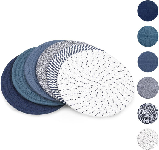 Trivets for Hot Dishes, 6 Pieces 8 Inches Cotton Trivets Mats for Kitchen, Hot Pads for Countertops and Table, Heat-Resistant Pot Holders for Hot Pots and Pans, 6Pcs