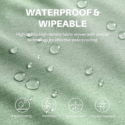 Textured Linen Table Cloth for Rectangle Tables - Sage Green Tablecloths Rectangular Waterproof Wrinkle Free Wipeable Dining Table Cover for Spring Wedding Birthday Kitchen Decor, 52 X 70 Inch