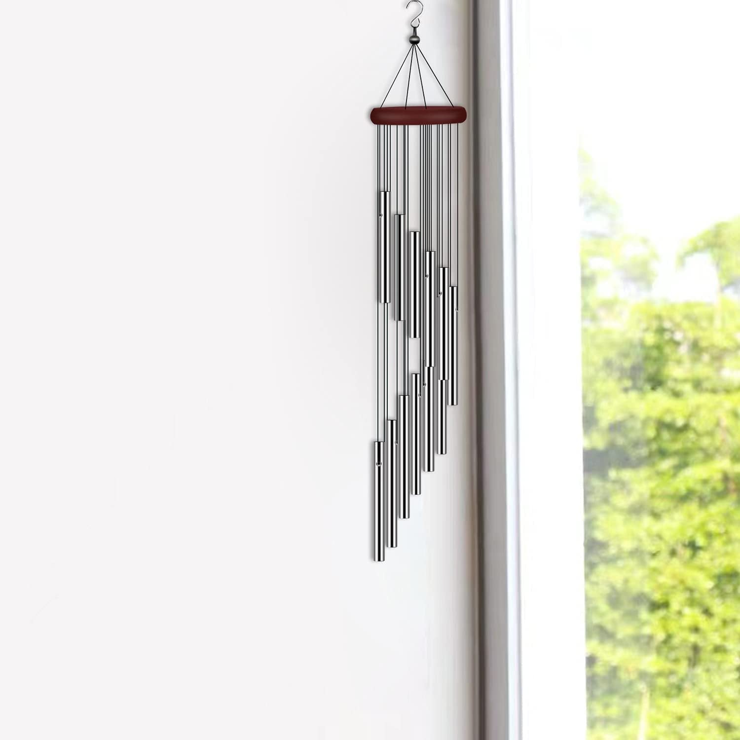 Wind Chimes for Outside, Sympathy Wind Chimes Outdoor Clearance with 12 Aluminum Alloy Tubes and Hook, Memorial Wind Chime Gift Decoration for Home, Patio, Garden, Outdoor