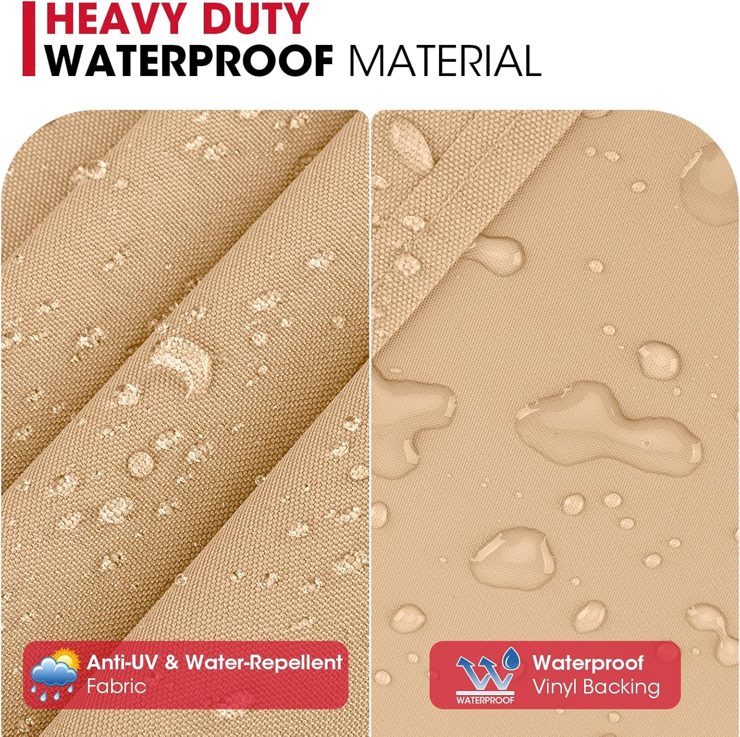 BBQ Grill Cover for Outdoor Grill 48 Inch, Heavy Duty Waterproof 2 Burner BBQ Cover, Compatible with Weber Char-Broil and Nexgrill Gas Grills, All Weather Protection, Light Brown