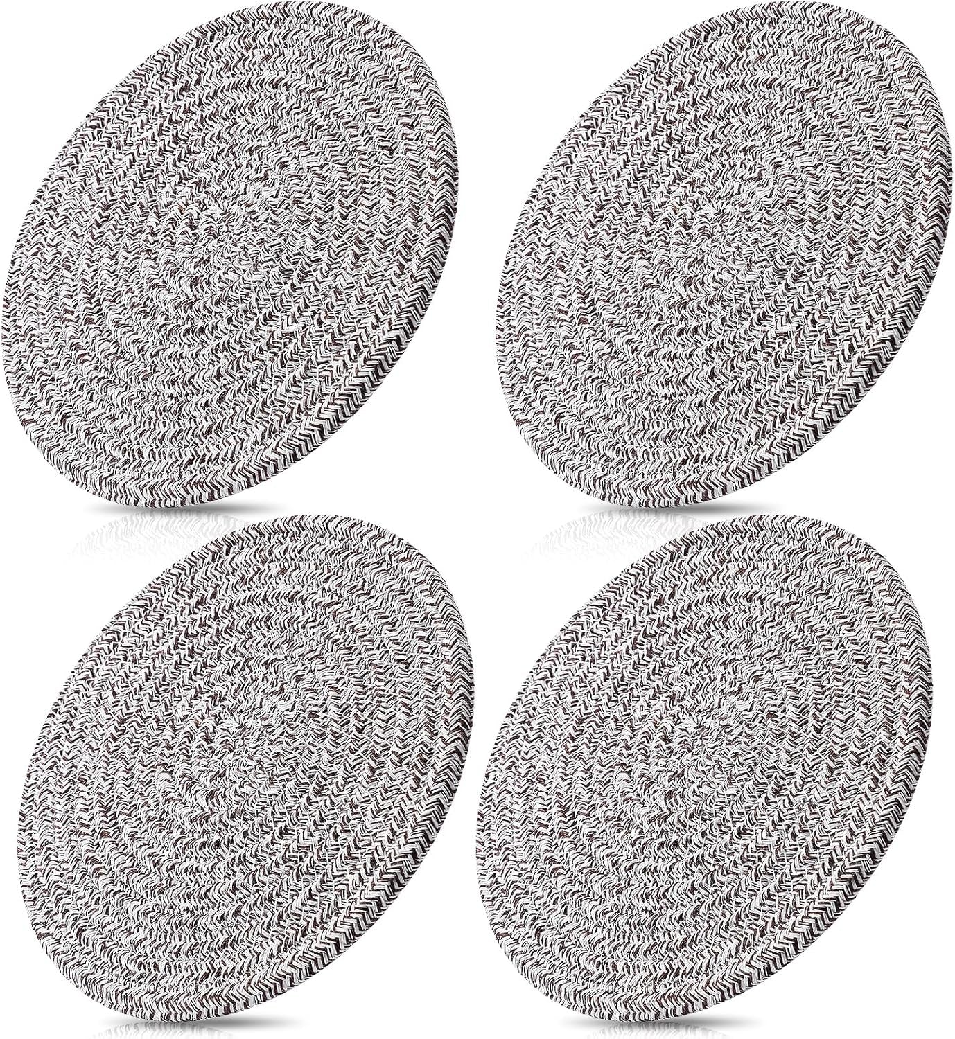 7 Inch Trivets/Potholders 4 Set Cotton Thread Weave Trivets for Pots and Pans - Large Coasters/Hot Pads to Protect Desktop & Countertop - Mix Deep Coffee