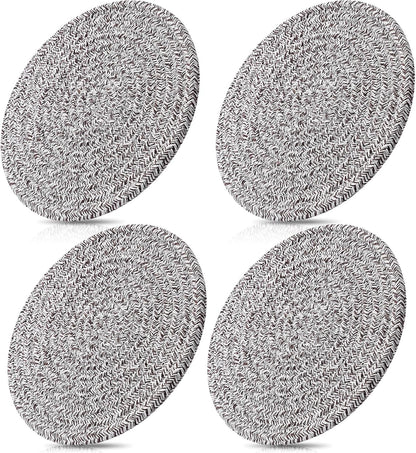 7 Inch Trivets/Potholders 4 Set Cotton Thread Weave Trivets for Pots and Pans - Large Coasters/Hot Pads to Protect Desktop & Countertop - Mix Deep Coffee