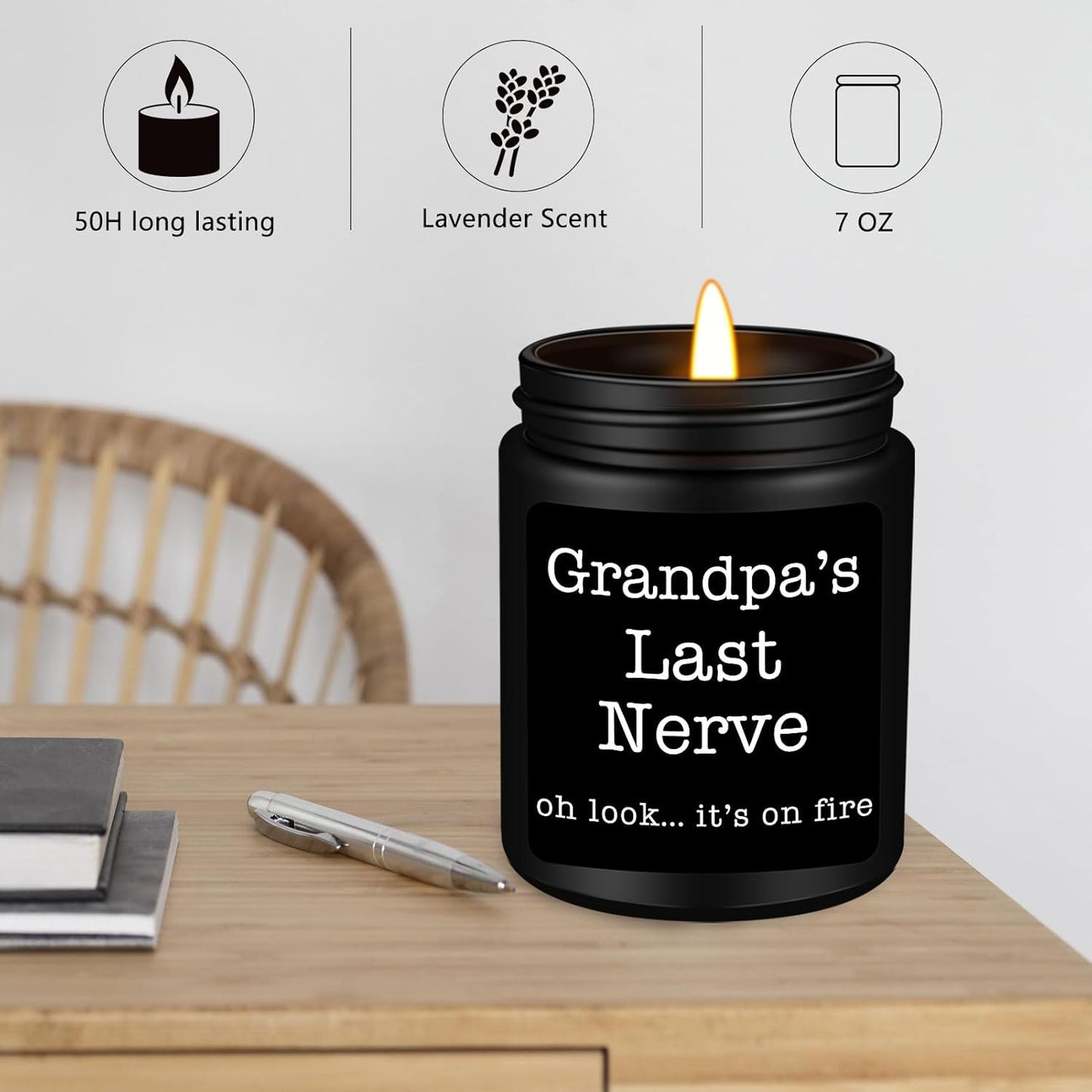 Grandpa Gifts from Granddaughter Grandson, Unique Fathers Day, Birthday, Christmas, Retirement Candles, Grandpa’S Last Nerve Scented Candle