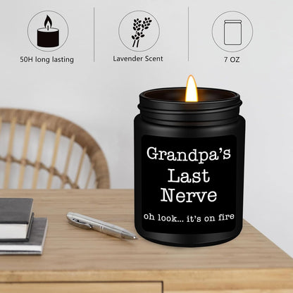 Grandpa Gifts from Granddaughter Grandson, Unique Fathers Day, Birthday, Christmas, Retirement Candles, Grandpa’S Last Nerve Scented Candle