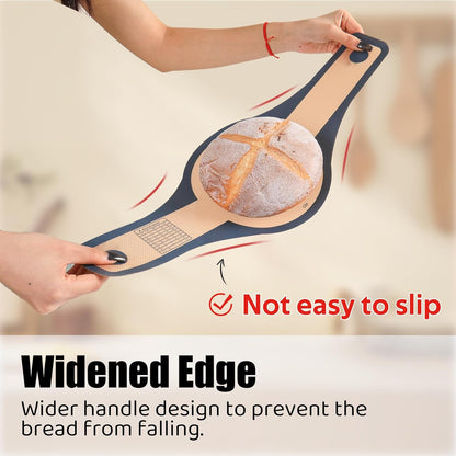 2 Pcs Extra Wider Silicone Bread Sling for Dutch Oven ,Non-Stick Silicone Bread Baking Mat for Sourdough ,Silicon Dough Lifter Liner with Longer Handles （22.6*8.3 Dark Gray,Brown）