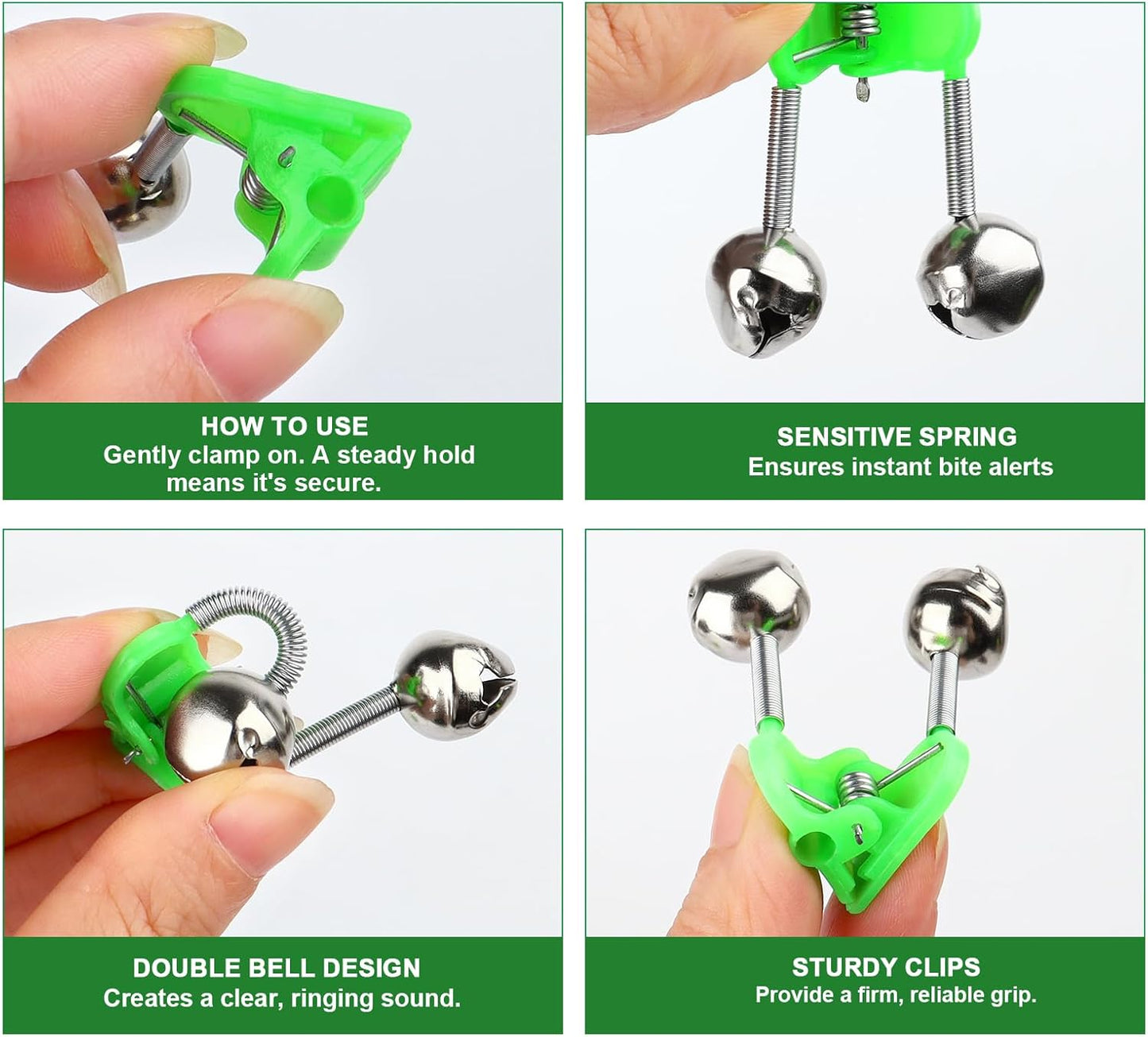 Fishing Bells for Rods - Catfish Bells for Fishing Poles, Fishing Bite Alarm Clip on Bells for Fish