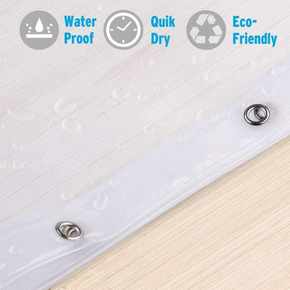Shower Curtain Hooks Rings and 72 X 84 Inches EVA 5G Bathroom Plastic Shower Curtain