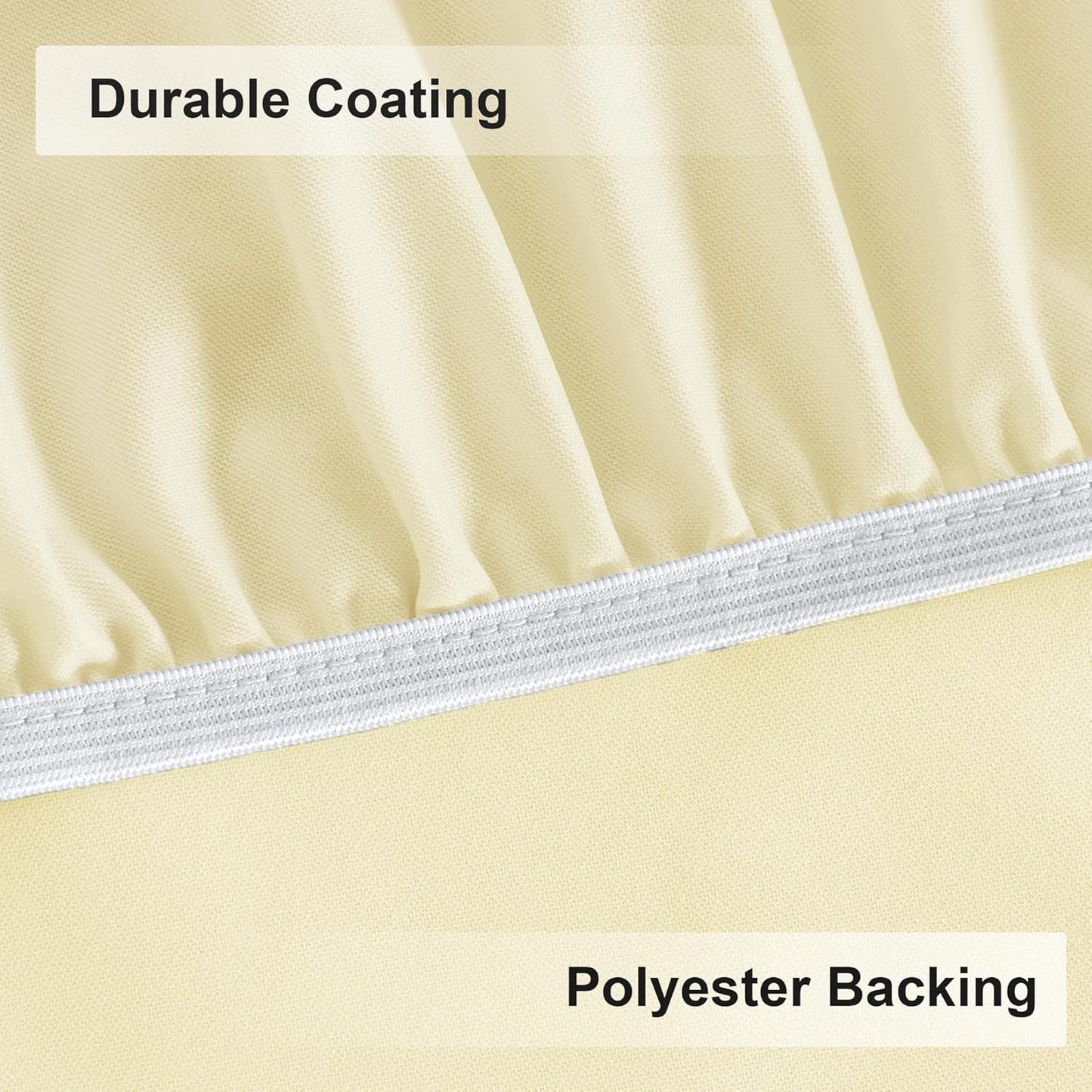 Fitted round Table Cloth, Reversible Waterproof Stain Resistant Elastic Stretch Tablecloth, Wipe Clean Table Cover for Outdoor/Indoor Use, Fits round Tables up to 40" - 44" Diameter, Cream