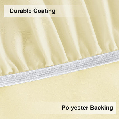 Fitted round Table Cloth, Reversible Waterproof Stain Resistant Elastic Stretch Tablecloth, Wipe Clean Table Cover for Outdoor/Indoor Use, Fits round Tables up to 40" - 44" Diameter, Cream