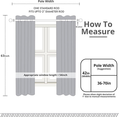 Blackout Curtains for Bedroom, Grommet Window Curtains 63 Inch Length 2 Panels Thermal Insulated Drapes for Living Room (Grey, 42W X 63L Inches)